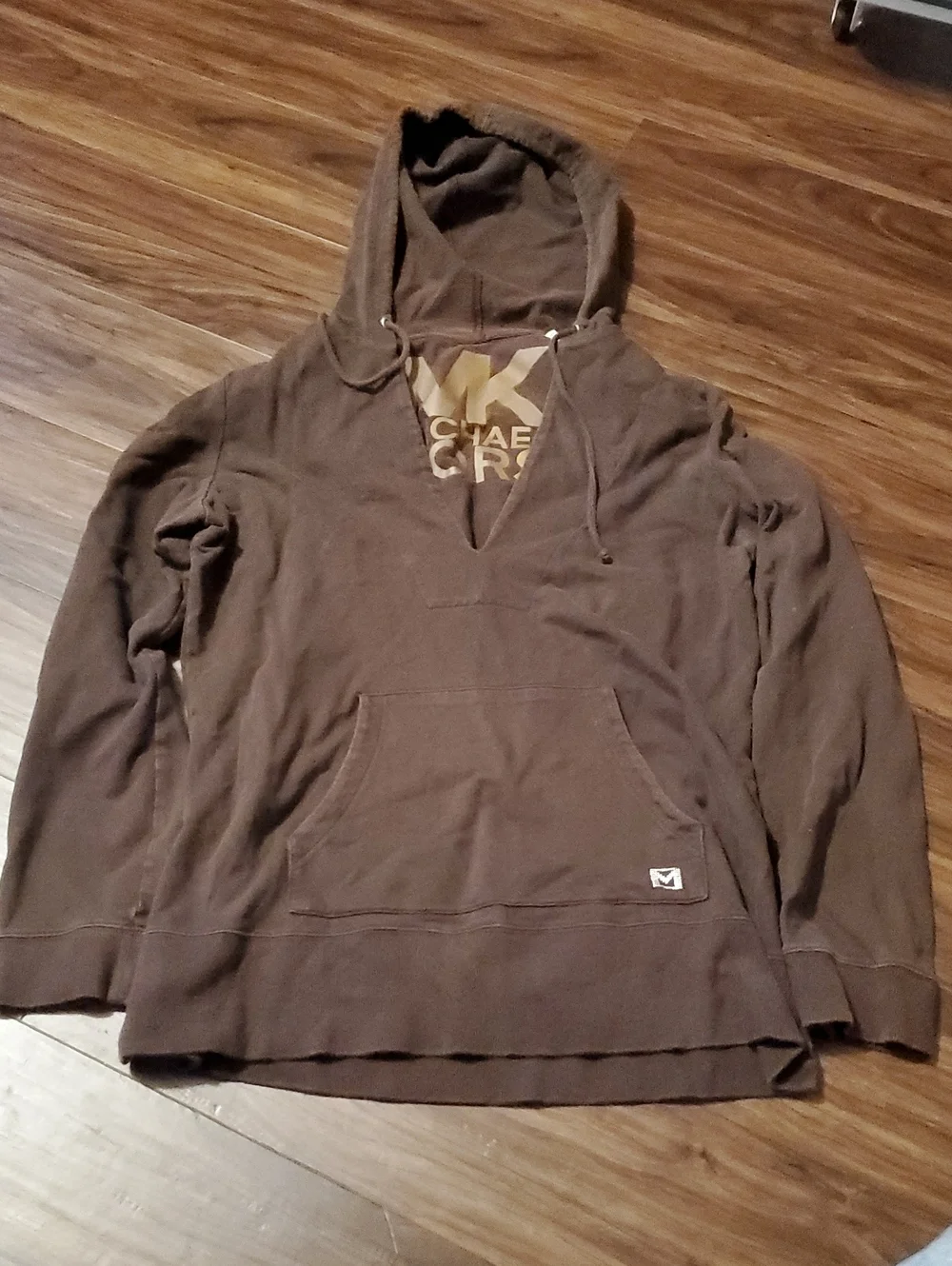 Michael Kors Brown Hoodie with Gold Logo Accent